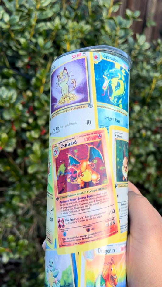 Custom Poke Friends Tumbler - 20oz Insulated Cup with Vintage Card Design Custom Poke Friends Tumbler - 20oz Insulated Cup with Vintage Card Design