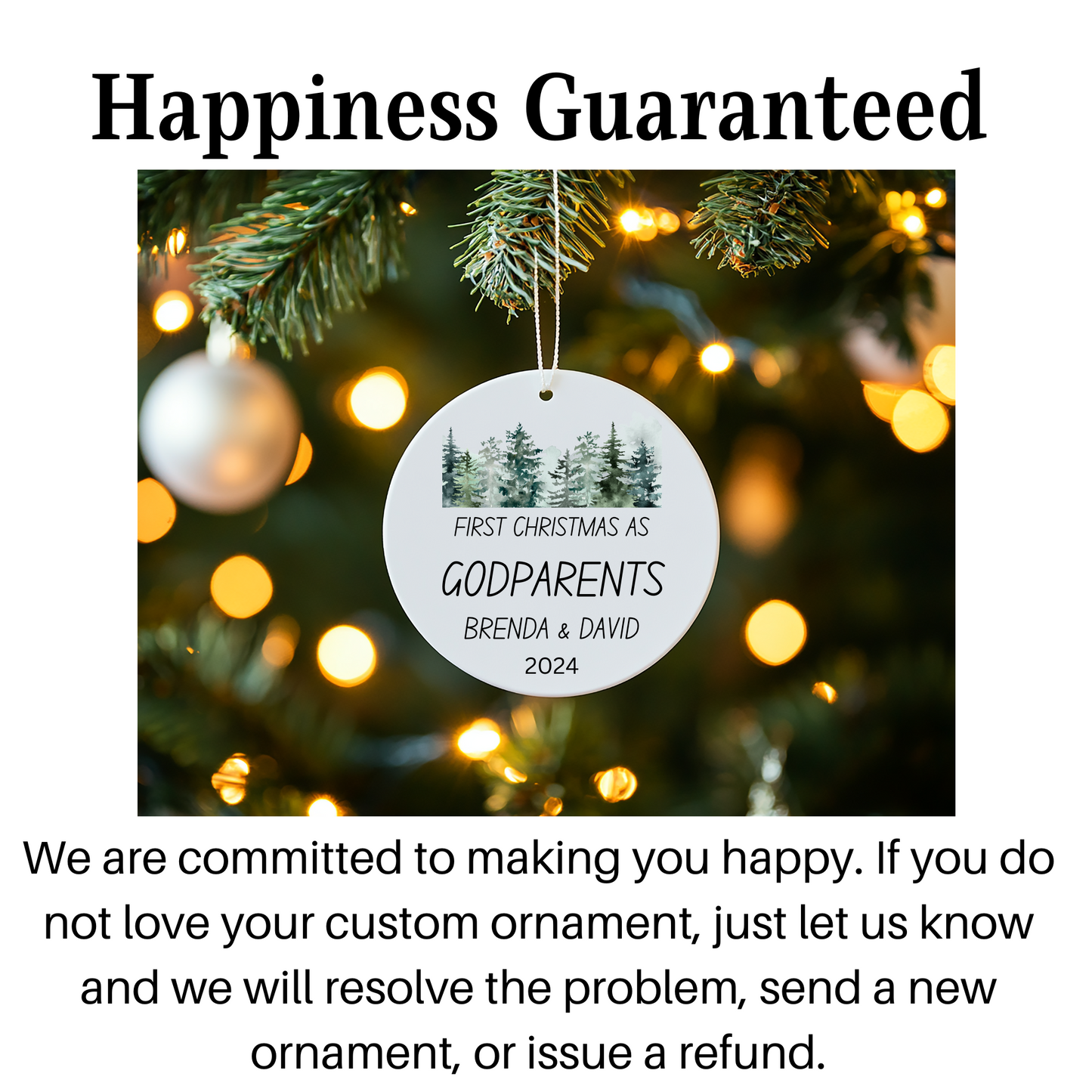 First Time Godparents Ornament, Ceramic Christmas Keepsake for New Godparents