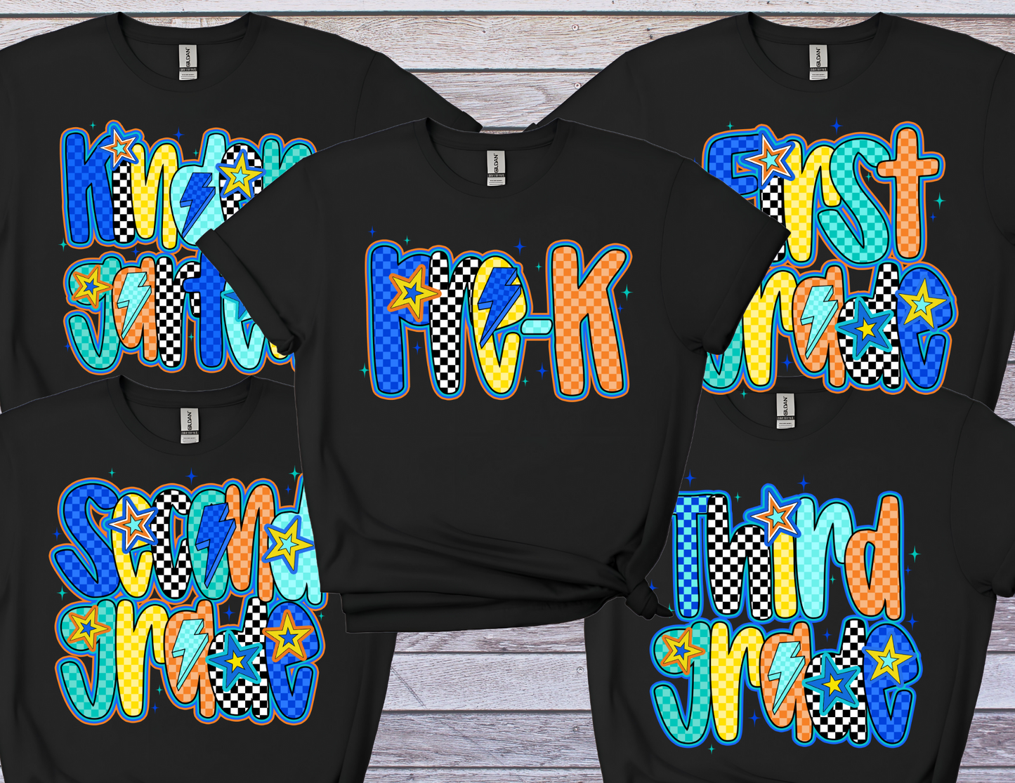 Back to School Grade Shirt I Lightning Bolt Graphic Tee for Boys & Girls I Pre-K to Third Grade I Fun First Day Shirt