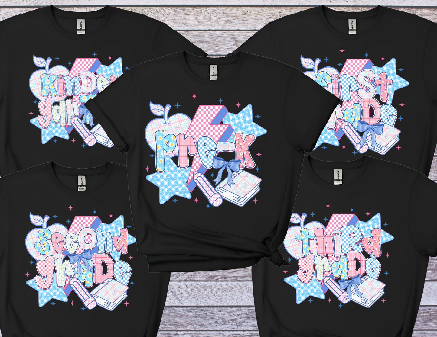 Back to School Shirt I Cute Grade-Level Tee with Patchwork Design I Pre-K to 3rd Grade First Day Shirt