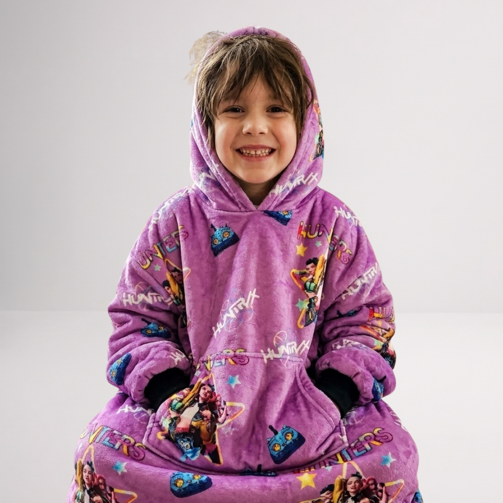 Custom KPOP Demon Hunters Huntrix Blanket Hoodie – Personalized Family Snuggie