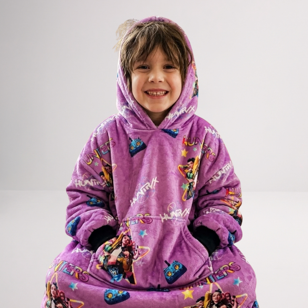 Custom KPOP Demon Hunters Huntrix Blanket Hoodie – Personalized Family Snuggie
