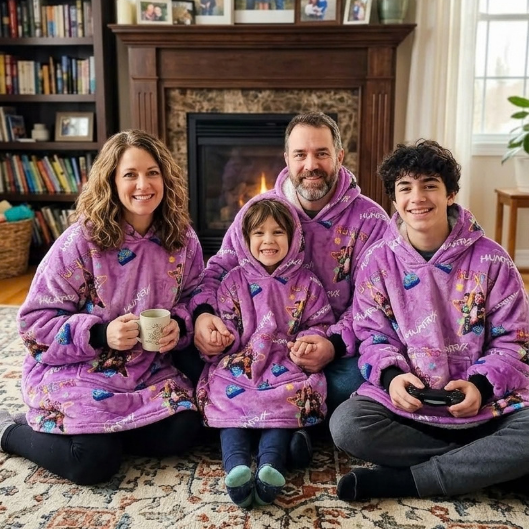 Custom KPOP Demon Hunters Huntrix Blanket Hoodie – Personalized Family Snuggie
