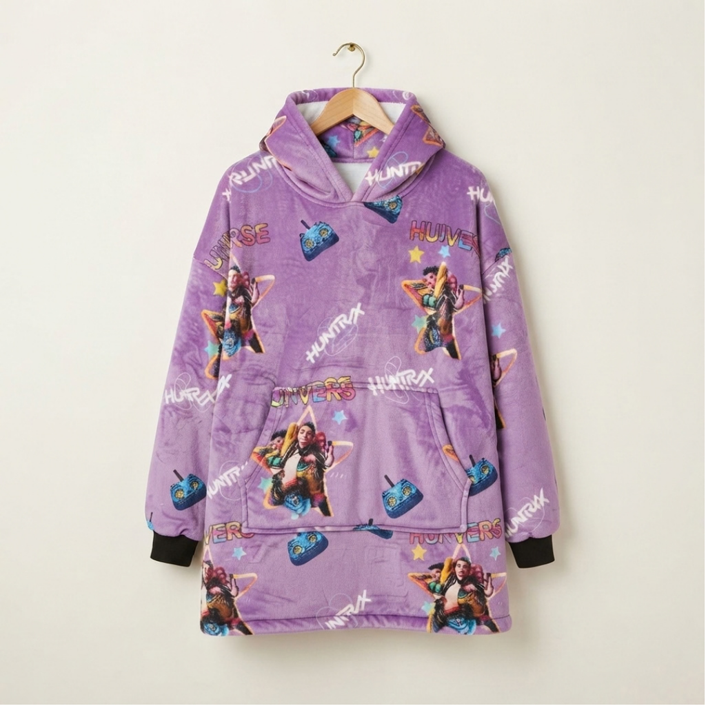 Custom KPOP Demon Hunters Huntrix Blanket Hoodie – Personalized Family Snuggie