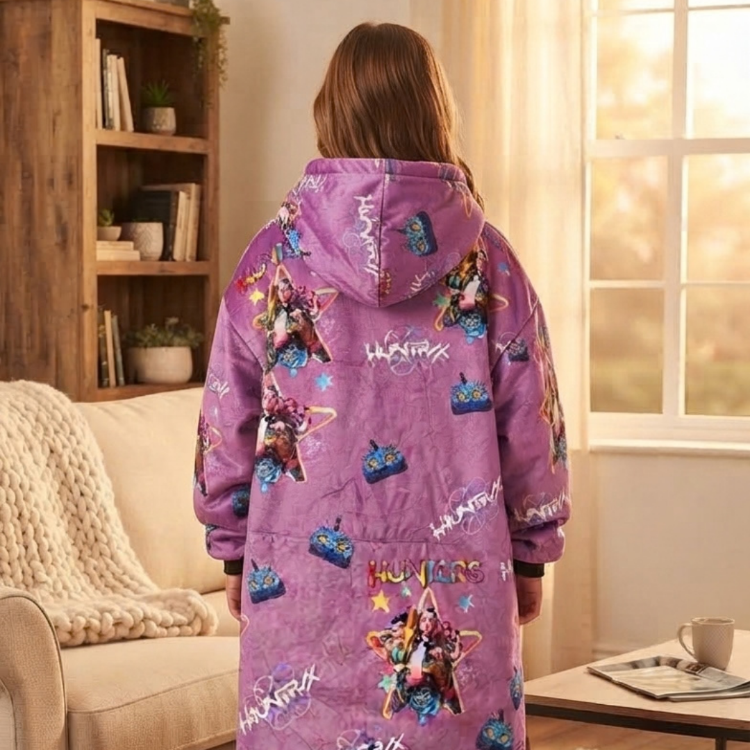 Custom KPOP Demon Hunters Huntrix Blanket Hoodie – Personalized Family Snuggie