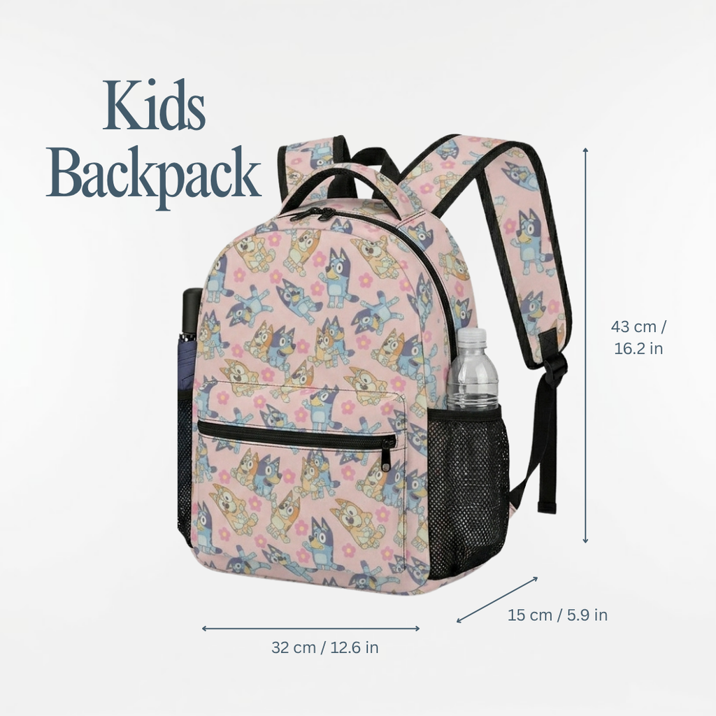 Personalized Pink Bluey Backpack Set for Kids – 3-Piece School Bag Set