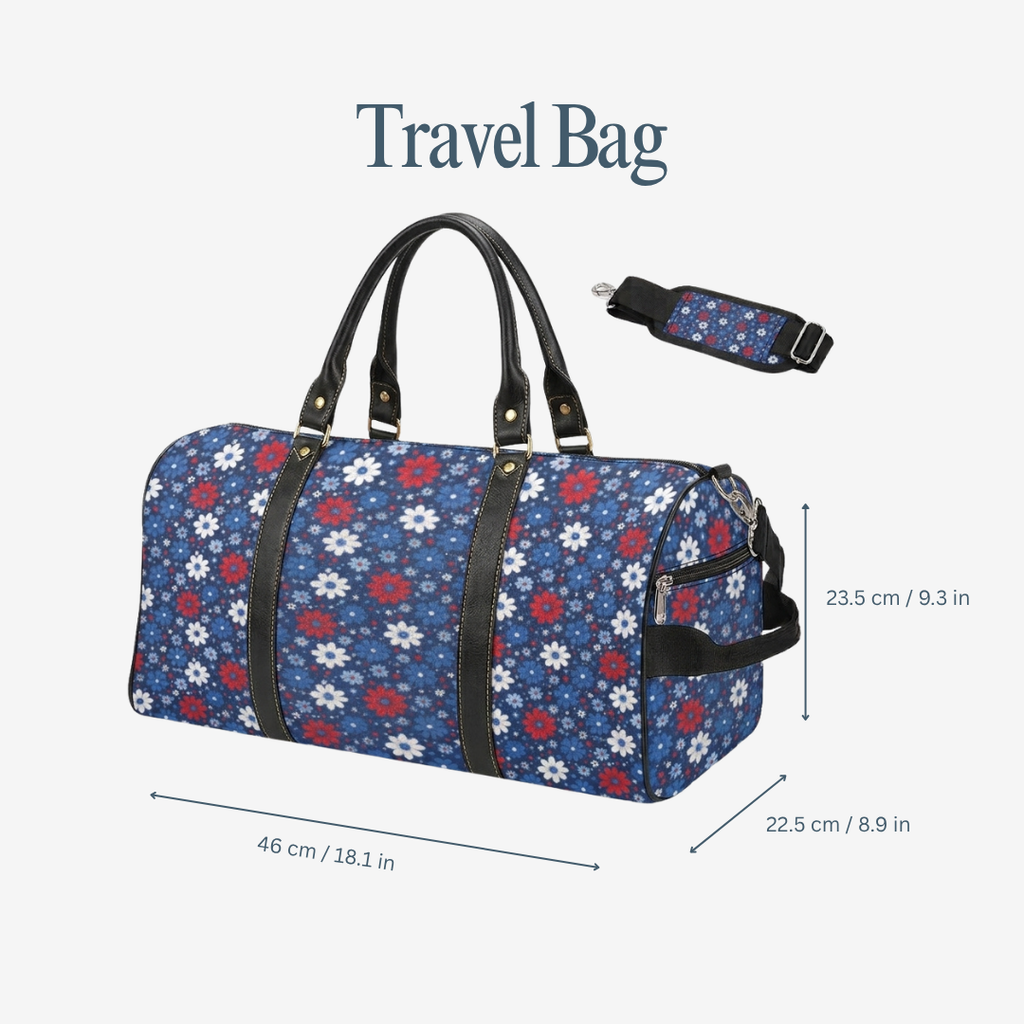Personalized Blue Floral Weekender Duffel Bag – Gym & Training Sports Bag