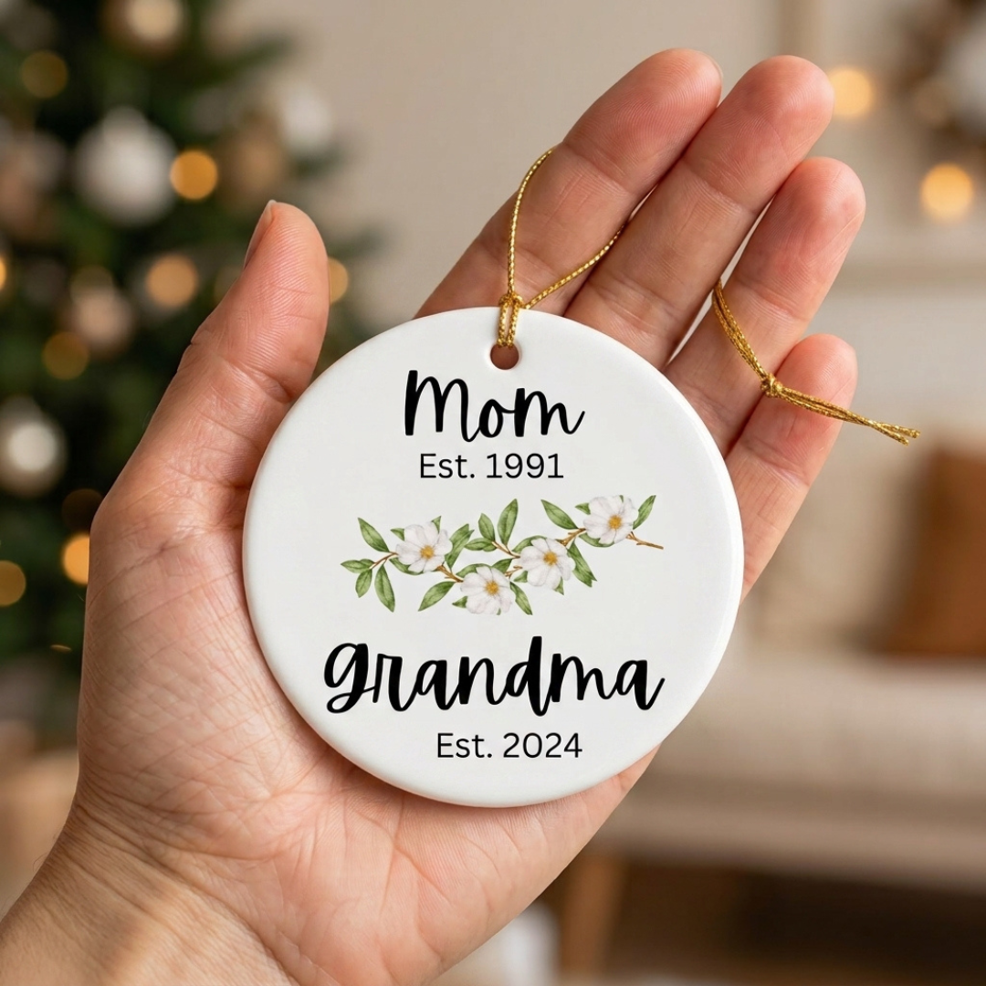 Personalized Grandma & Mother Christmas Ornament – Custom Ceramic Keepsake