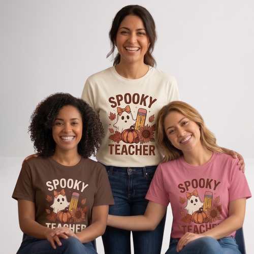 Custom Halloween Teacher Shirt – Spooky Ghost Fall Cotton T-Shirt