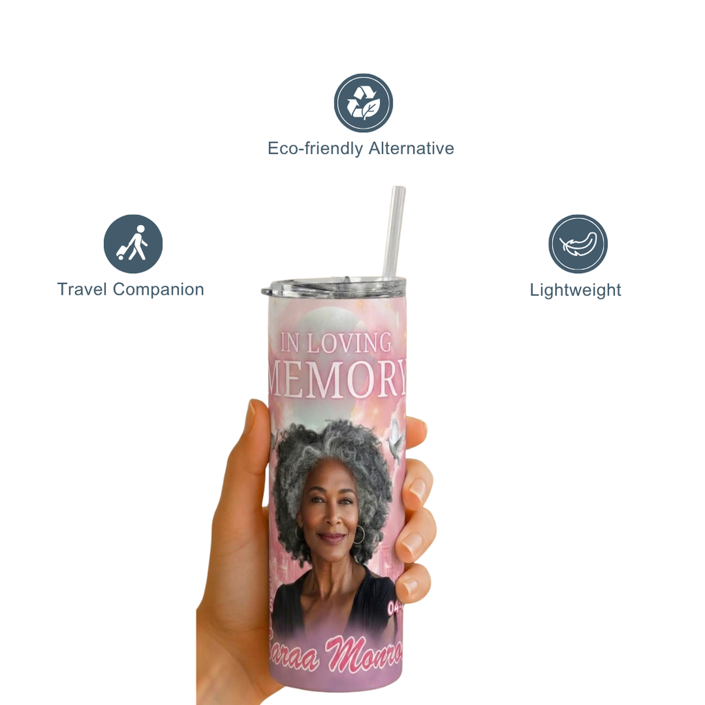 Personalized Memorial Tumbler with Photo – 20 oz Stainless Steel Remembrance Cup