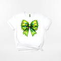 Personalized Green Furry Coquette Bow Christmas T-Shirt – Kids & Family Holiday Shirt