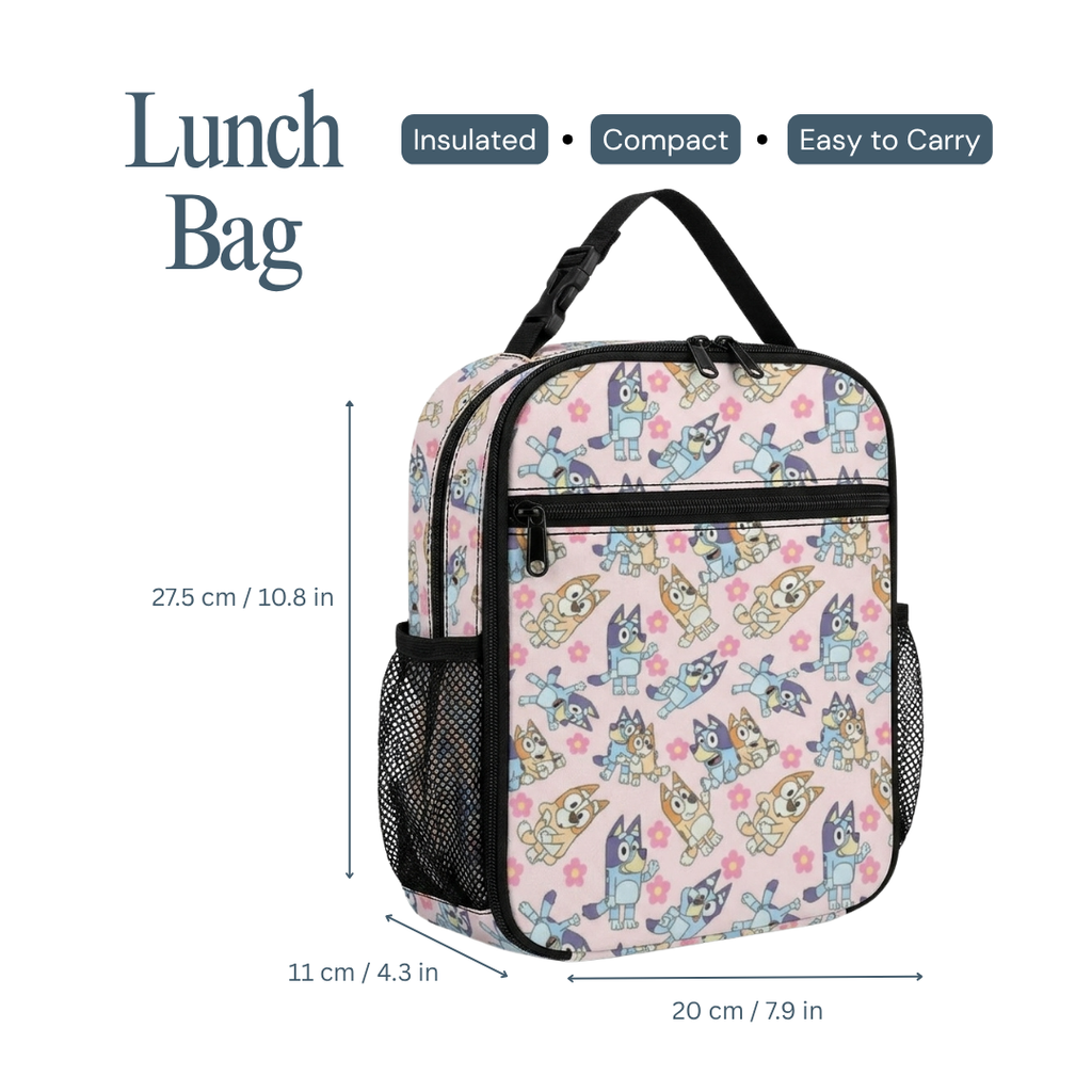 Personalized Pink Bluey Backpack Set for Kids – 3-Piece School Bag Set