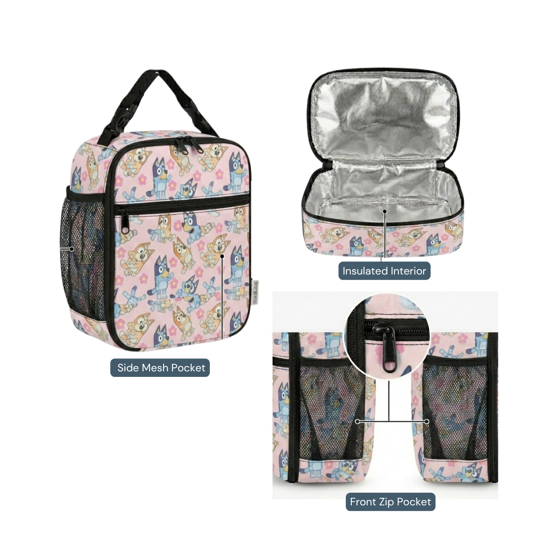 Personalized Pink Bluey Backpack Set for Kids – 3-Piece School Bag Set