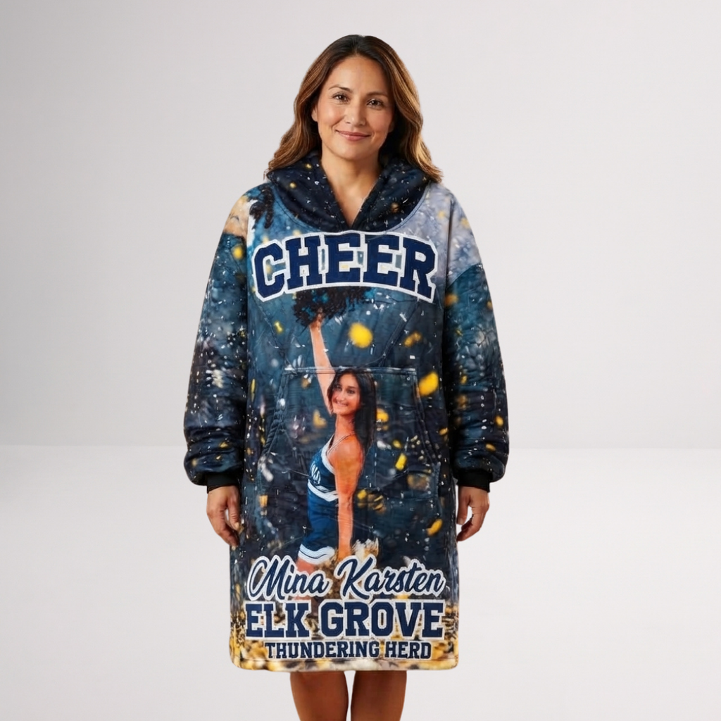 Custom Cheer Sports Blanket Hoodie – Personalized Family Snuggie
