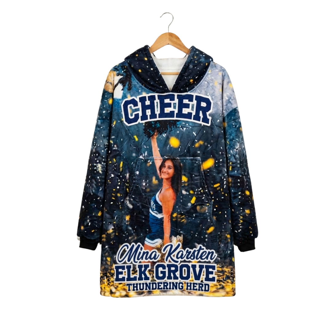 Custom Cheer Sports Blanket Hoodie – Personalized Family Snuggie