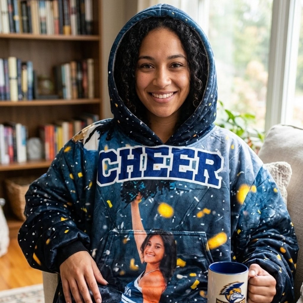 Custom Cheer Sports Blanket Hoodie – Personalized Family Snuggie