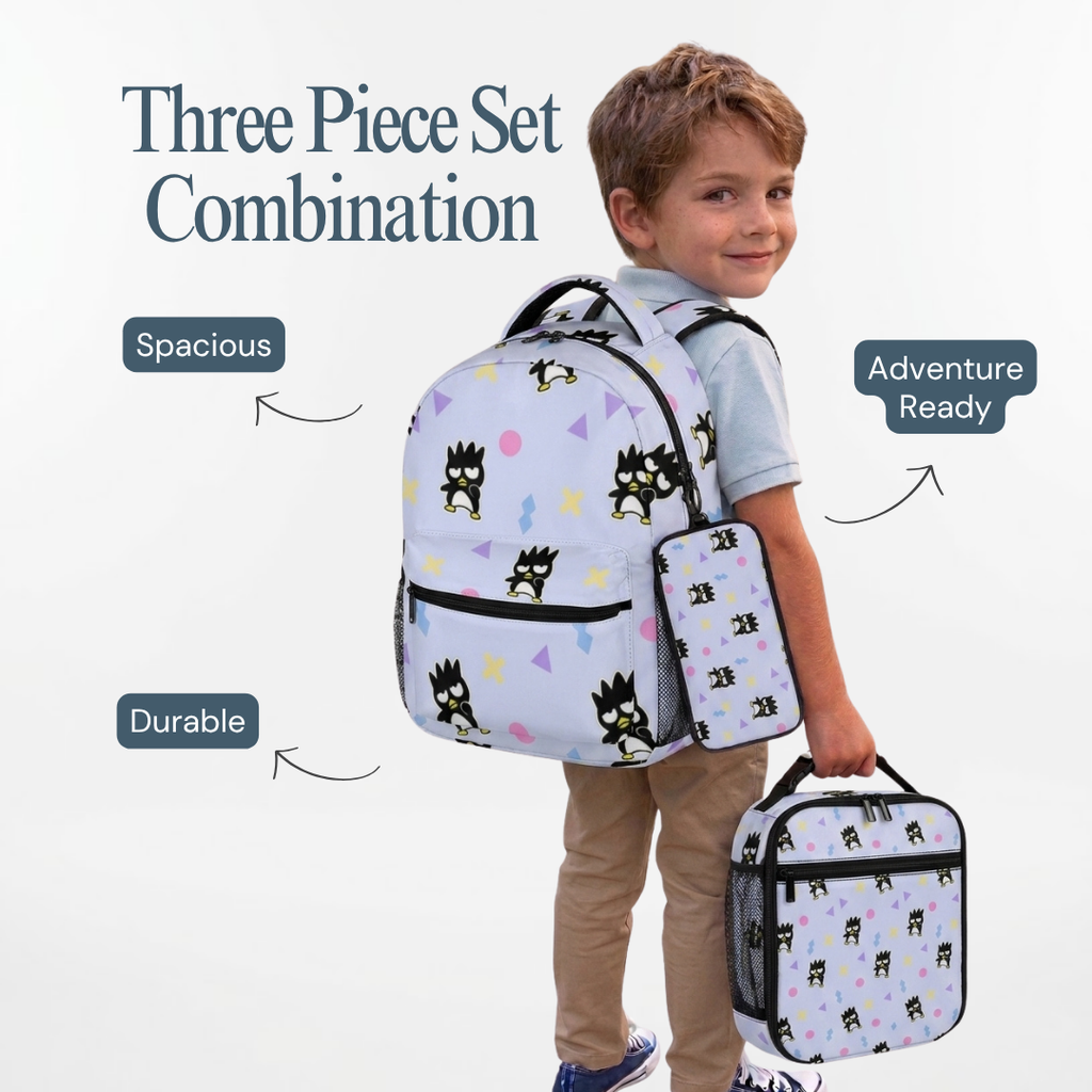 Personalized Sanrio Badtz Maru Backpack Set for Kids – 3-Piece Sanrio School Bag Set