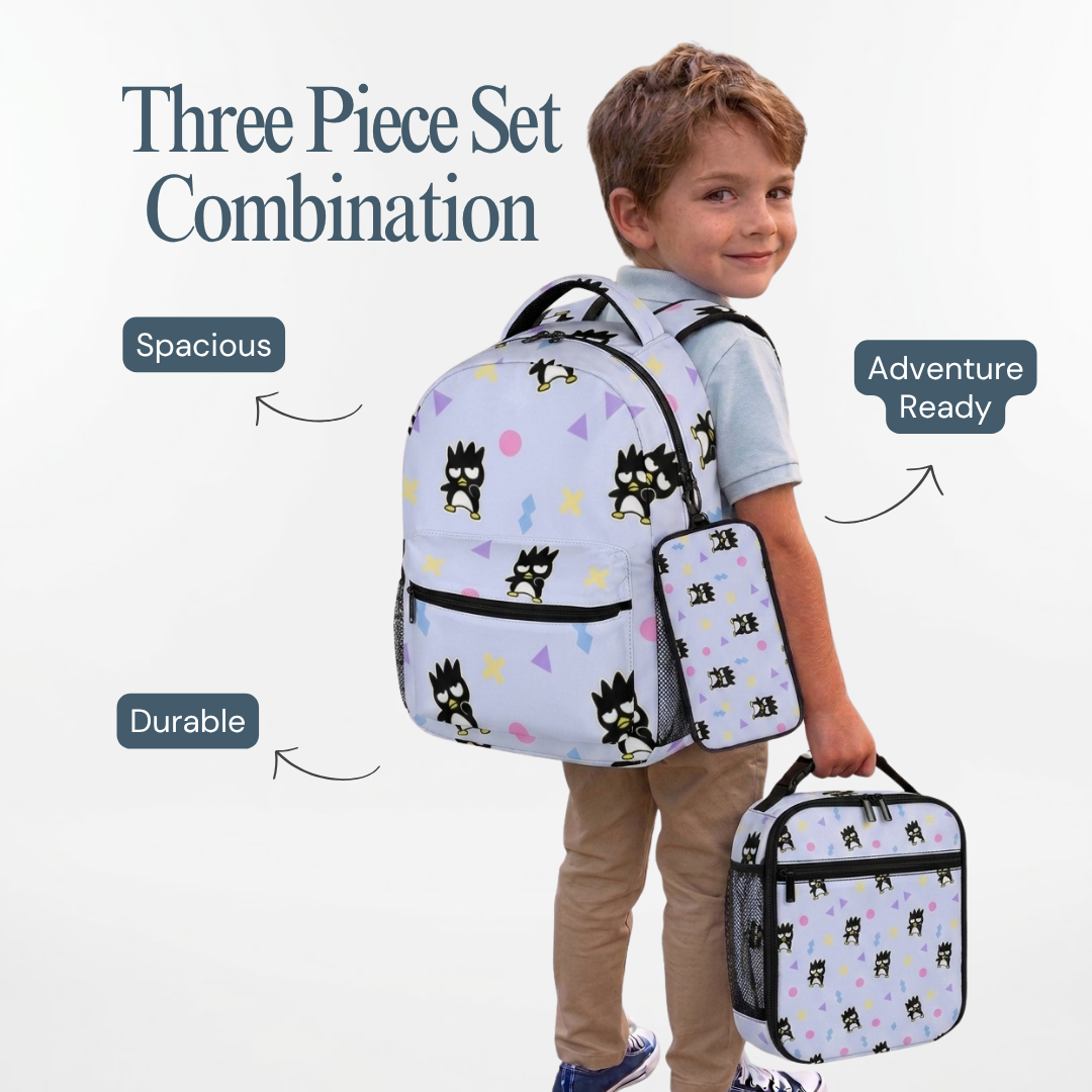 Personalized Sanrio Badtz Maru Backpack Set for Kids – 3-Piece Sanrio School Bag Set
