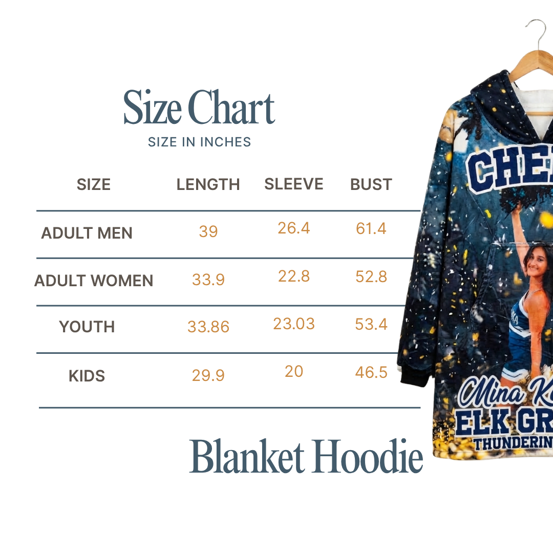 Custom Cheer Sports Blanket Hoodie – Personalized Family Snuggie