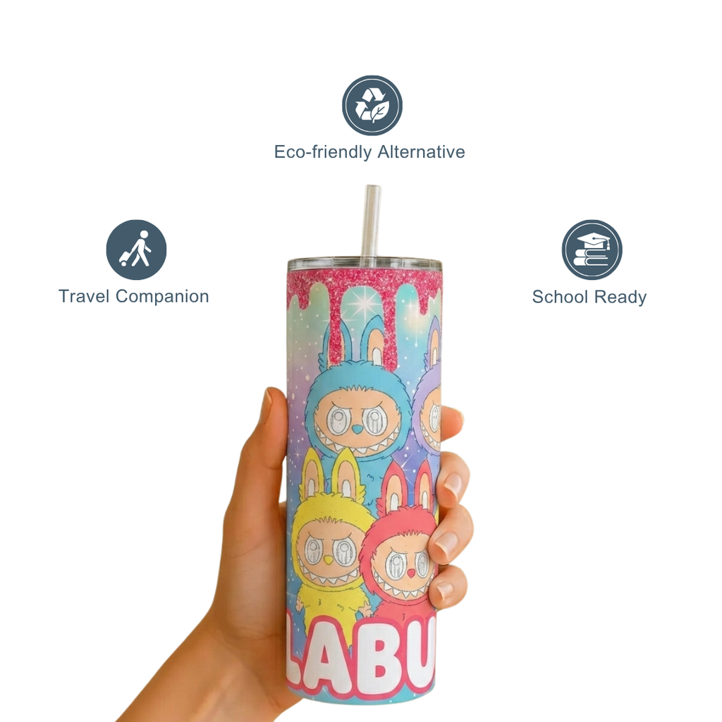 Labubu Rainbow Glitter Tumbler – 20 oz Insulated Stainless Steel