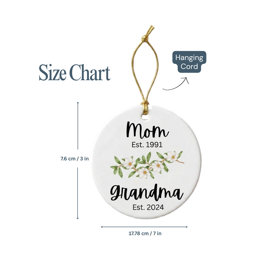 Personalized Grandma & Mother Christmas Ornament – Custom Ceramic Keepsake