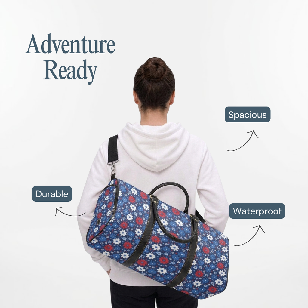 Personalized Blue Floral Weekender Duffel Bag – Gym & Training Sports Bag