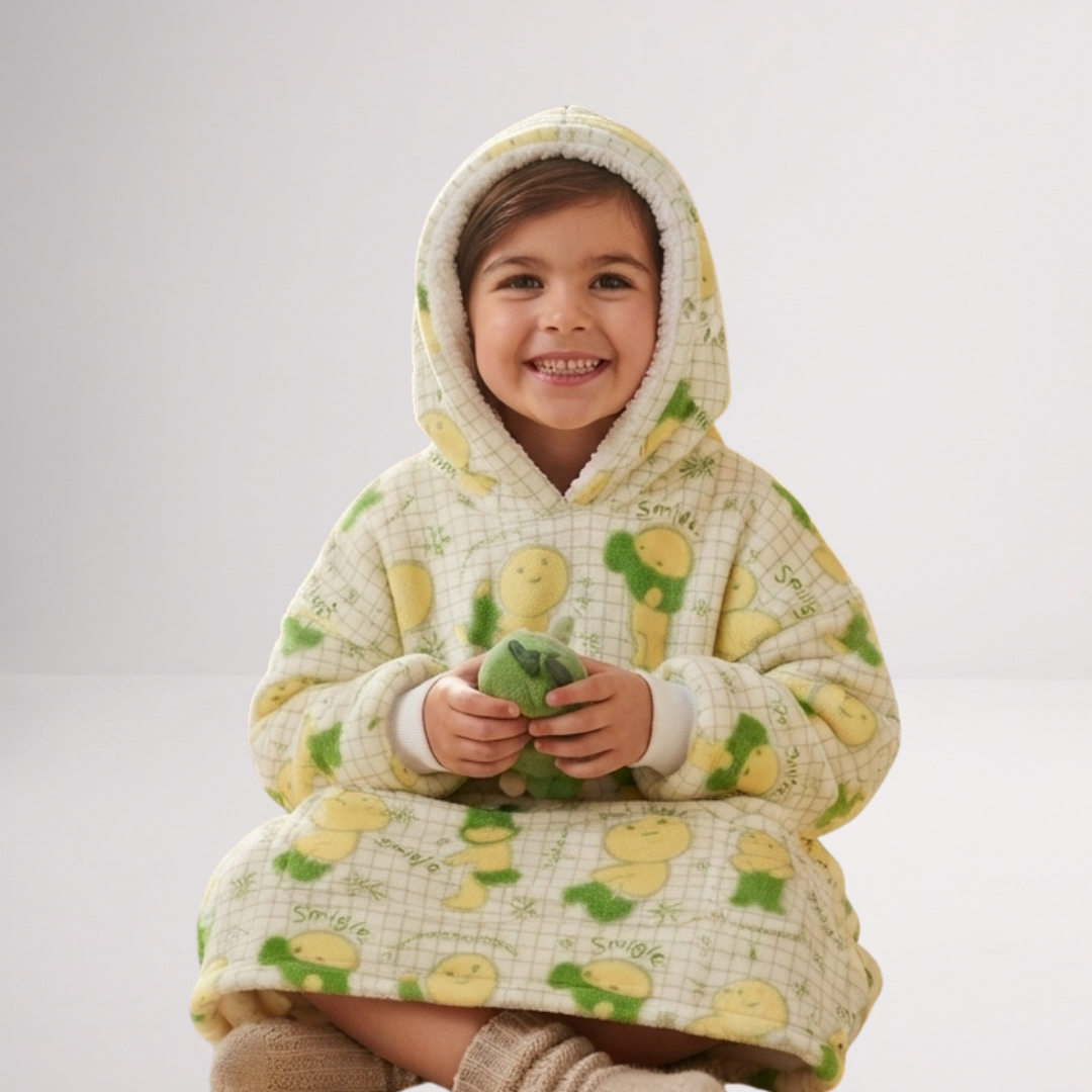 Custom Cute Character Blanket Hoodie – Personalized Family Snuggie