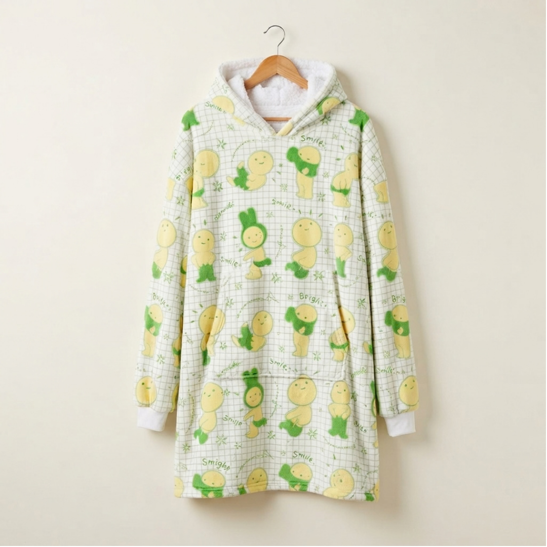 Custom Cute Character Blanket Hoodie – Personalized Family Snuggie