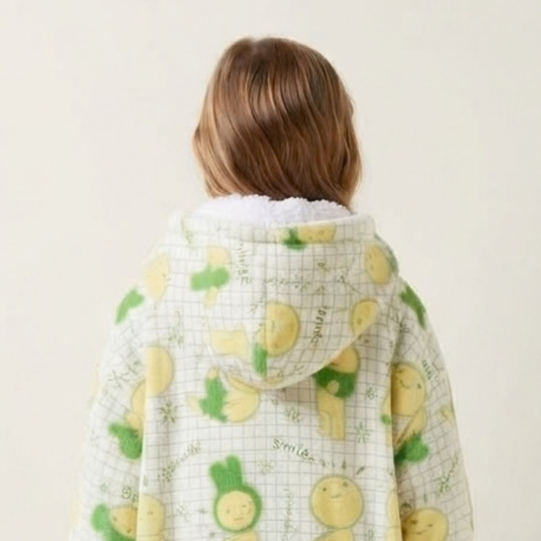 Custom Cute Character Blanket Hoodie – Personalized Family Snuggie