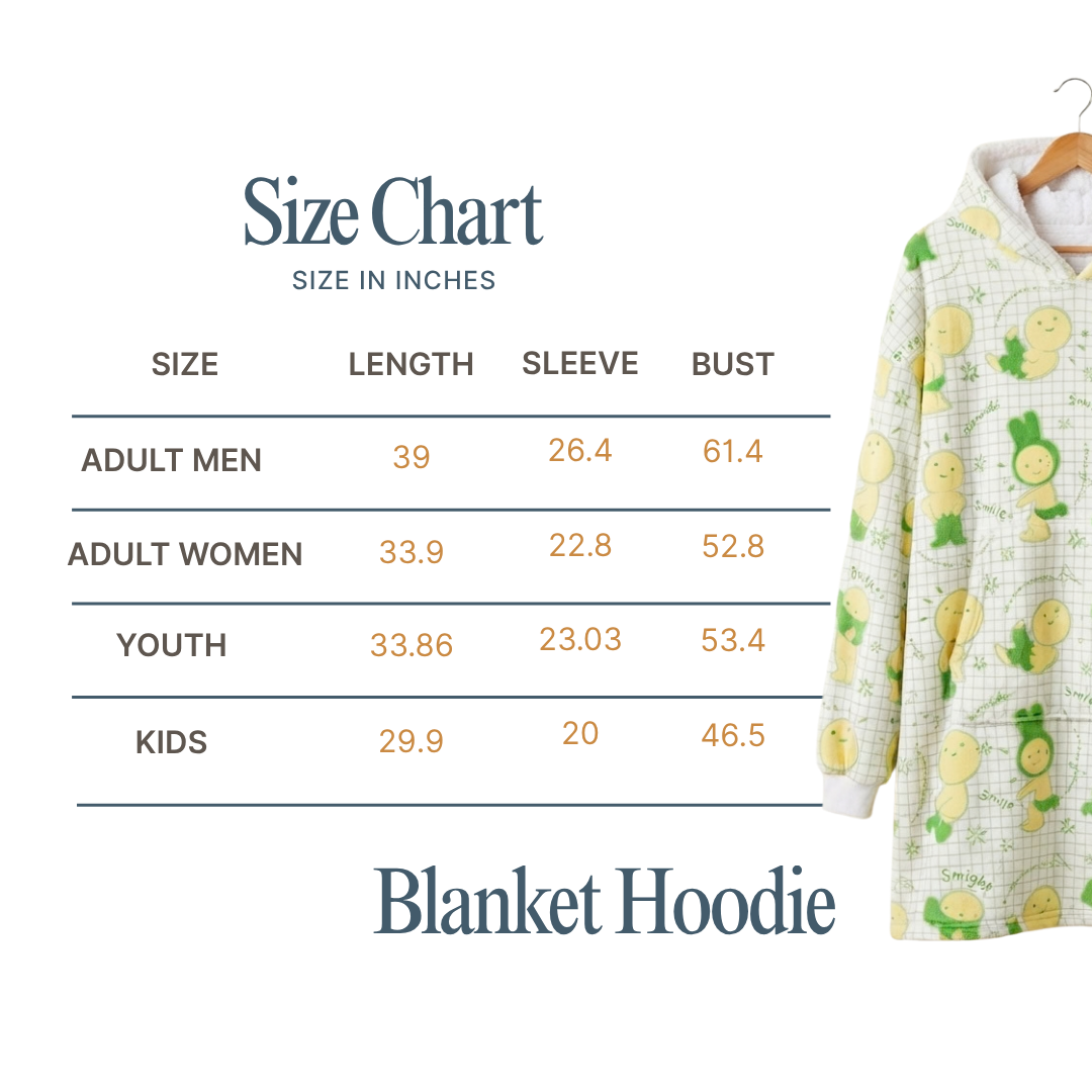 Custom Cute Character Blanket Hoodie – Personalized Family Snuggie