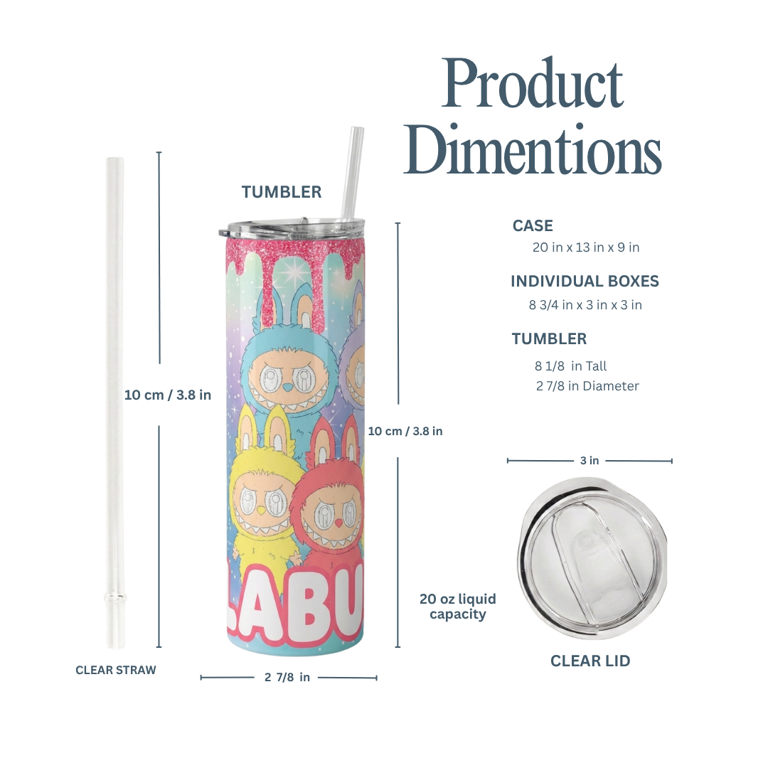 Labubu Rainbow Glitter Tumbler – 20 oz Insulated Stainless Steel