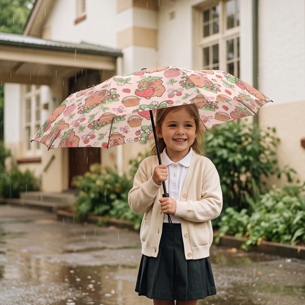 Custom Capybara Umbrella for Kids – Compact Five-Fold UV Protection Umbrella