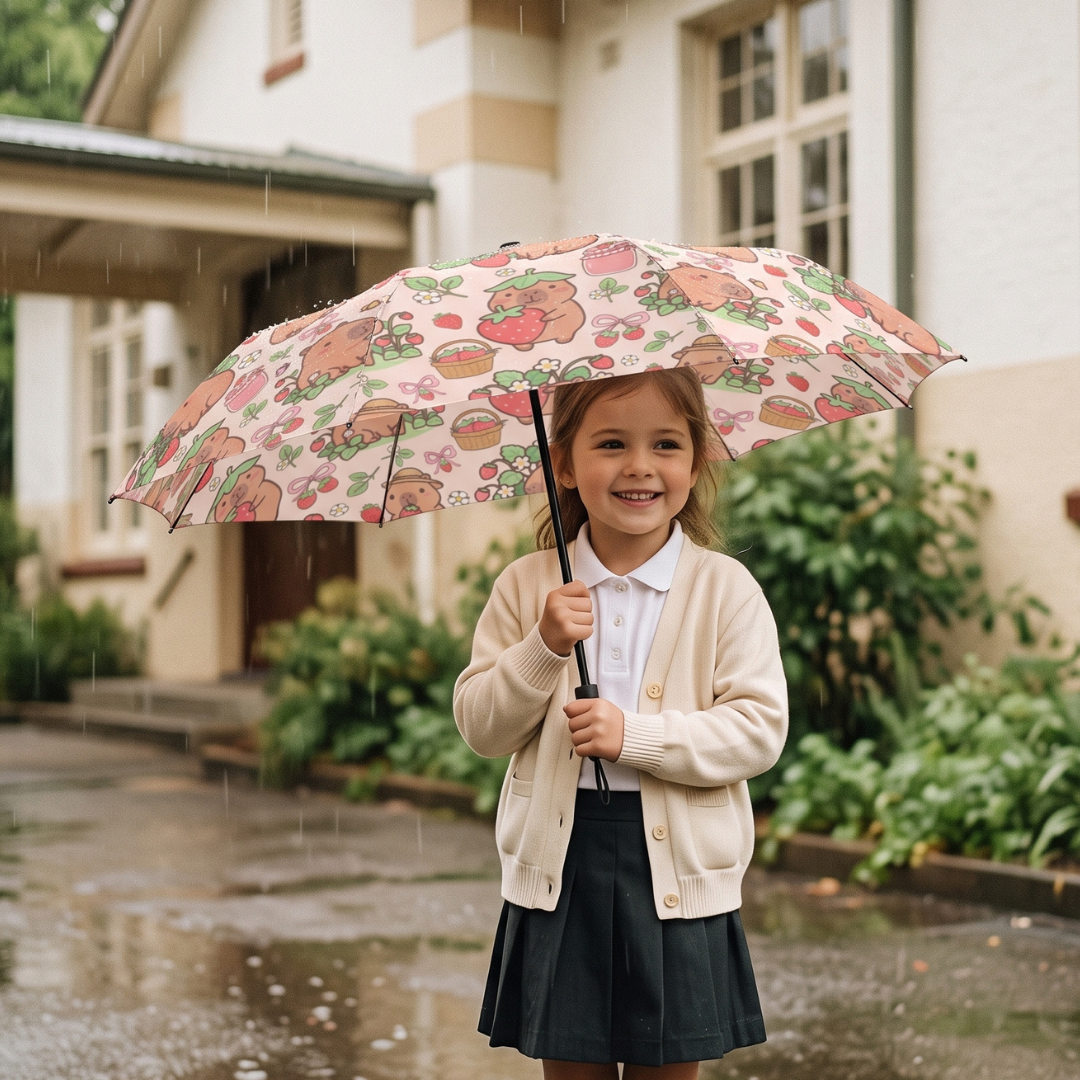 Custom Capybara Umbrella for Kids – Compact Five-Fold UV Protection Umbrella