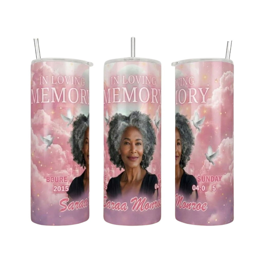 Personalized Memorial Tumbler with Photo – 20 oz Stainless Steel Remembrance Cup