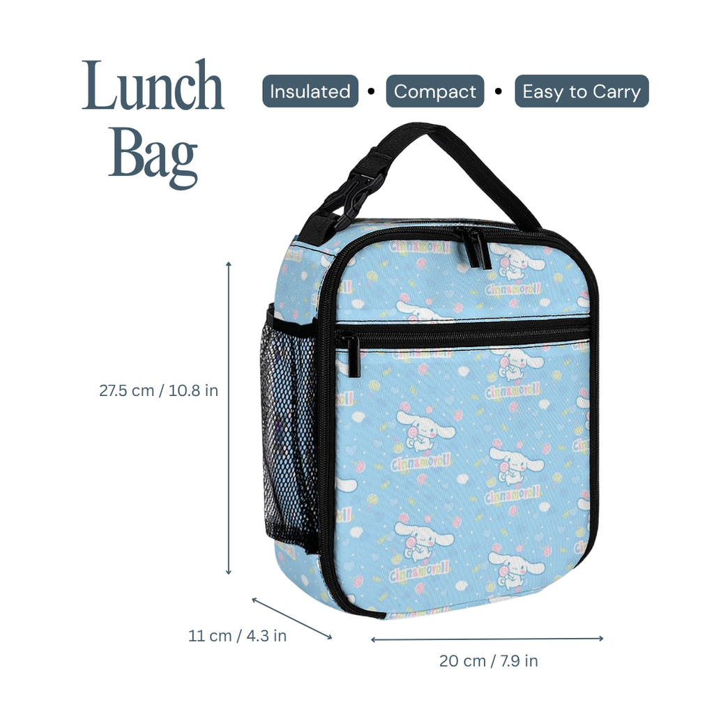 Personalized Cinnamoroll Backpack Set for Kids – Light Blue 3-Piece School Bag Set