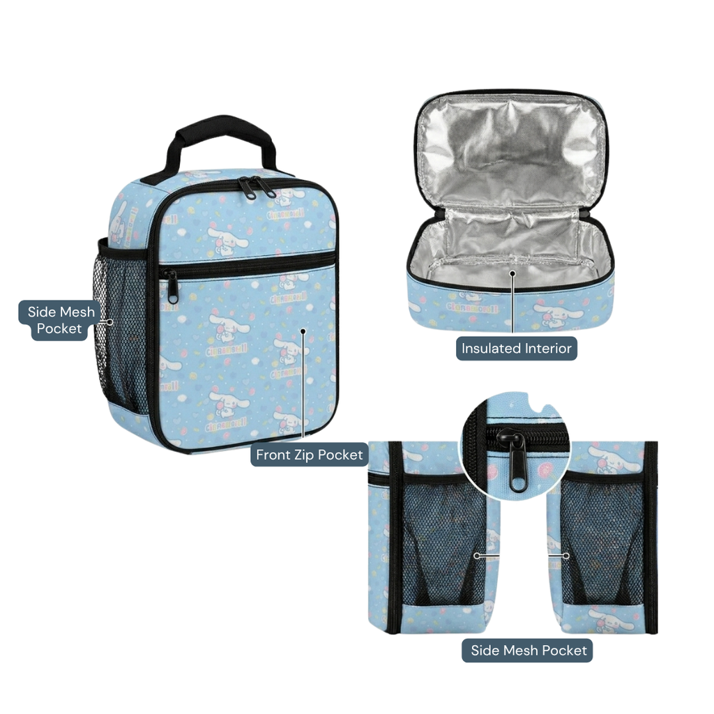 Personalized Cinnamoroll Backpack Set for Kids – Light Blue 3-Piece School Bag Set