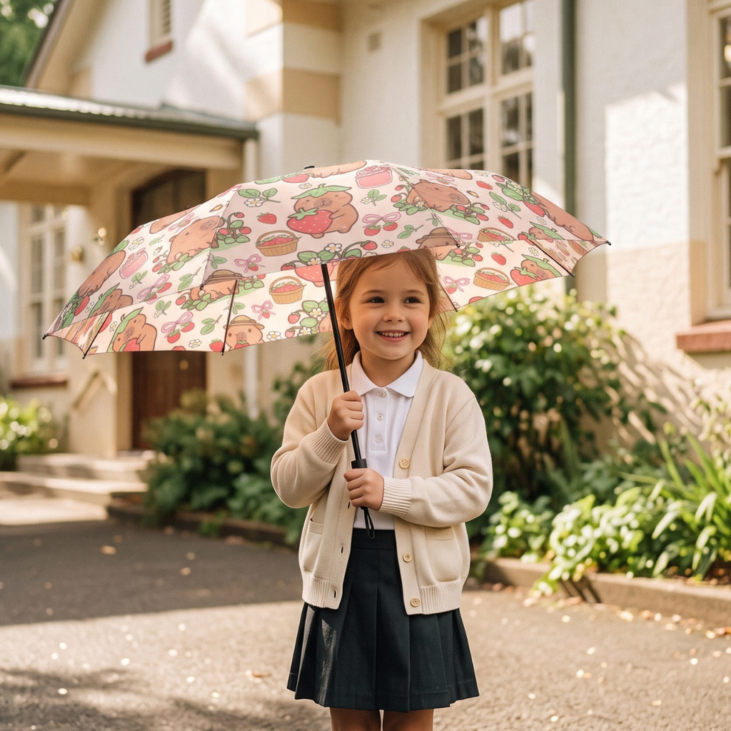 Custom Capybara Umbrella for Kids – Compact Five-Fold UV Protection Umbrella
