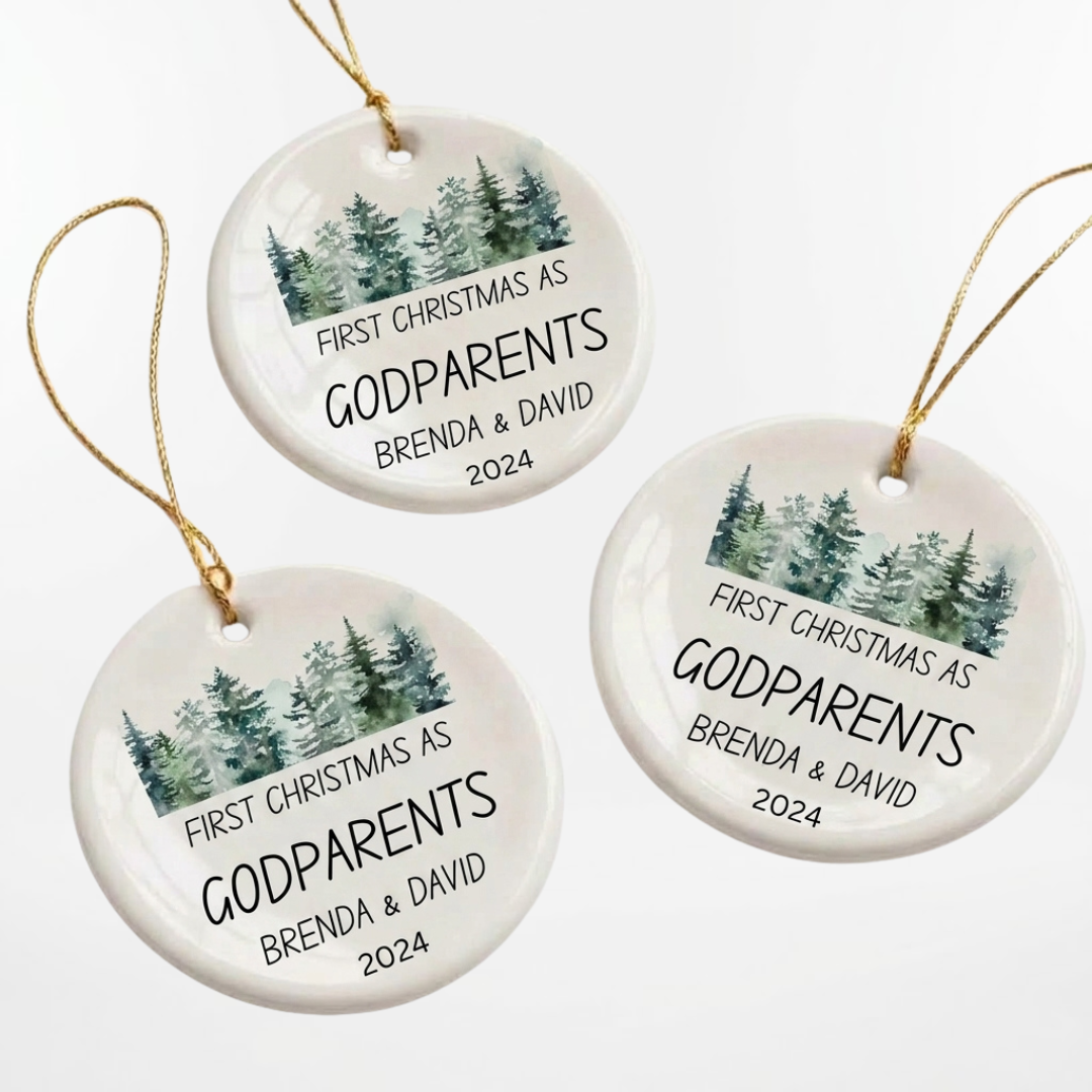Personalized Godparents Christmas Ornament – Custom Ceramic Keepsake Gift