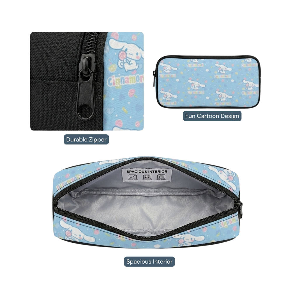 Personalized Cinnamoroll Backpack Set for Kids – Light Blue 3-Piece School Bag Set
