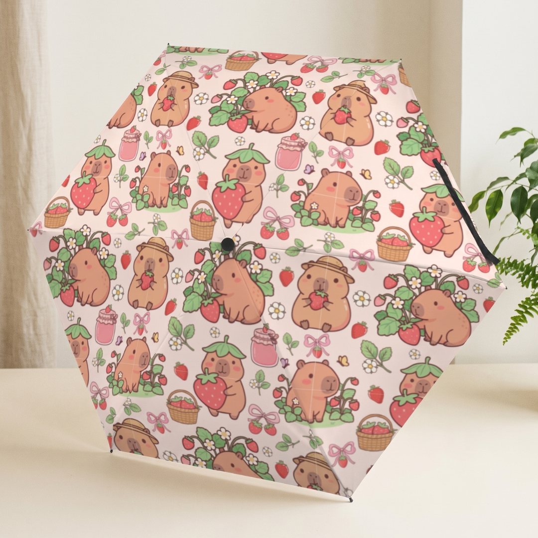 Custom Capybara Umbrella – Semi-Automatic Waterproof Foldable Umbrella