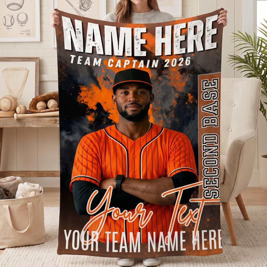Custom Baseball Second Base Blanket 60x80 – Personalized Team Fleece Blanket
