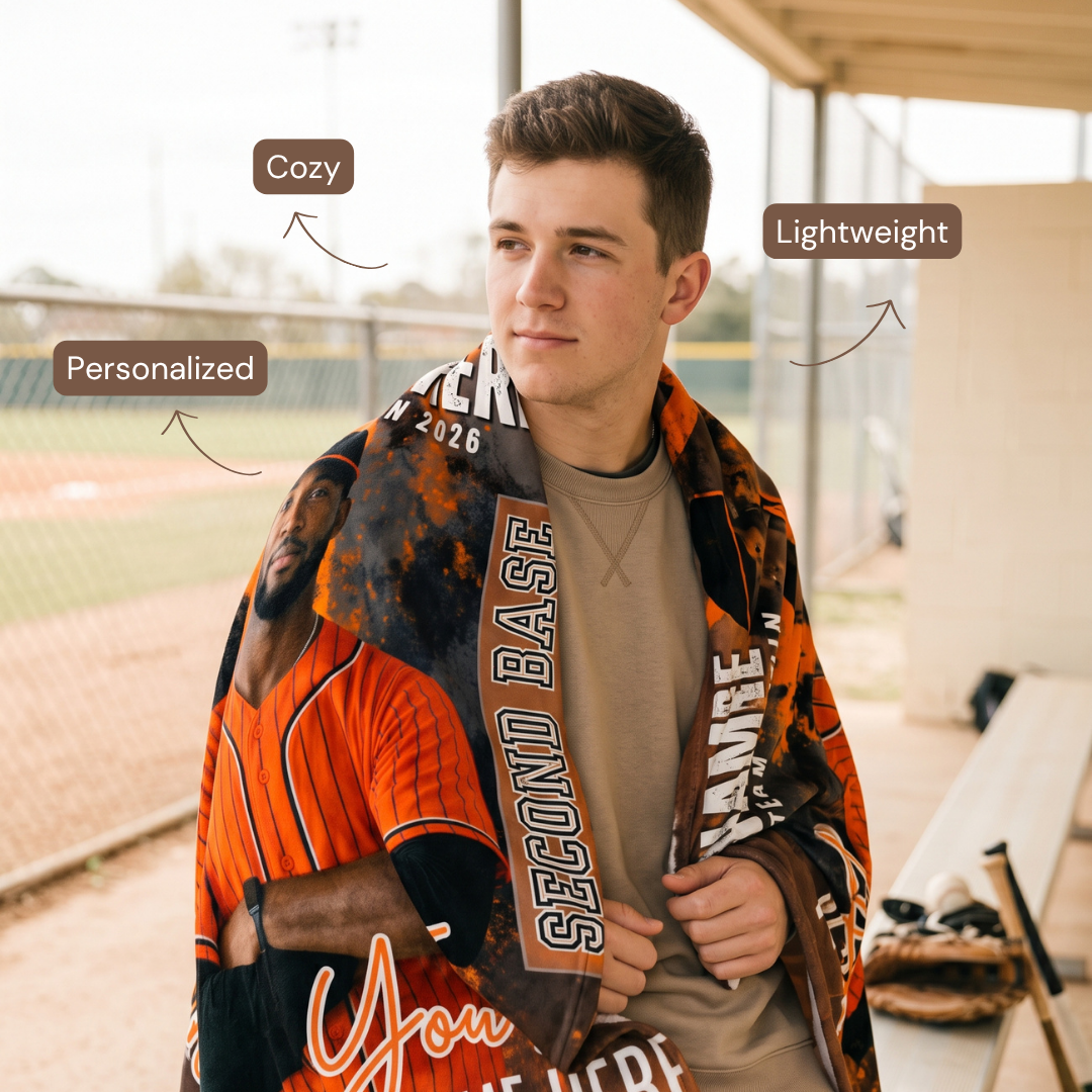 Custom Baseball Second Base Blanket 60x80 – Personalized Team Fleece Blanket