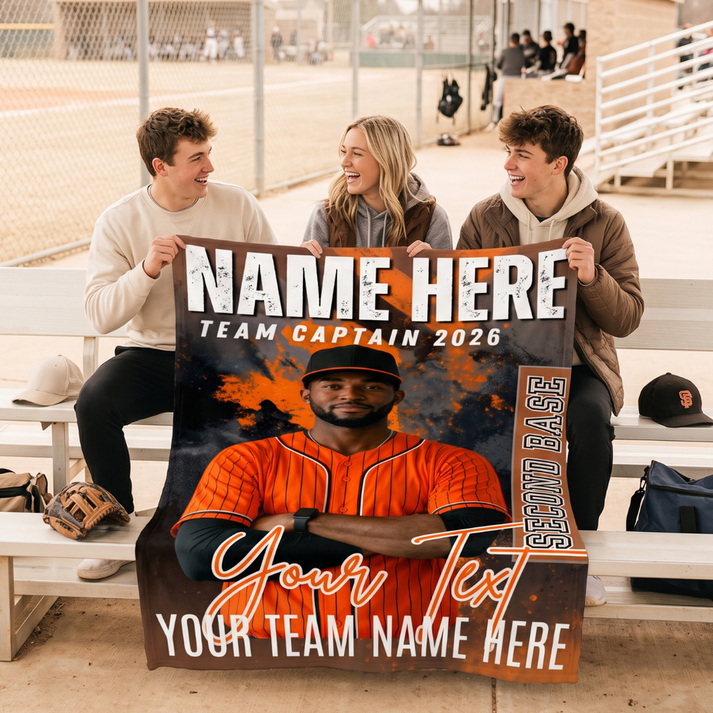Custom Baseball Second Base Blanket 60x80 – Personalized Team Fleece Blanket