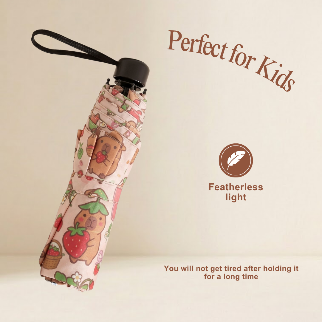 Custom Capybara Umbrella for Kids – Compact Five-Fold UV Protection Umbrella