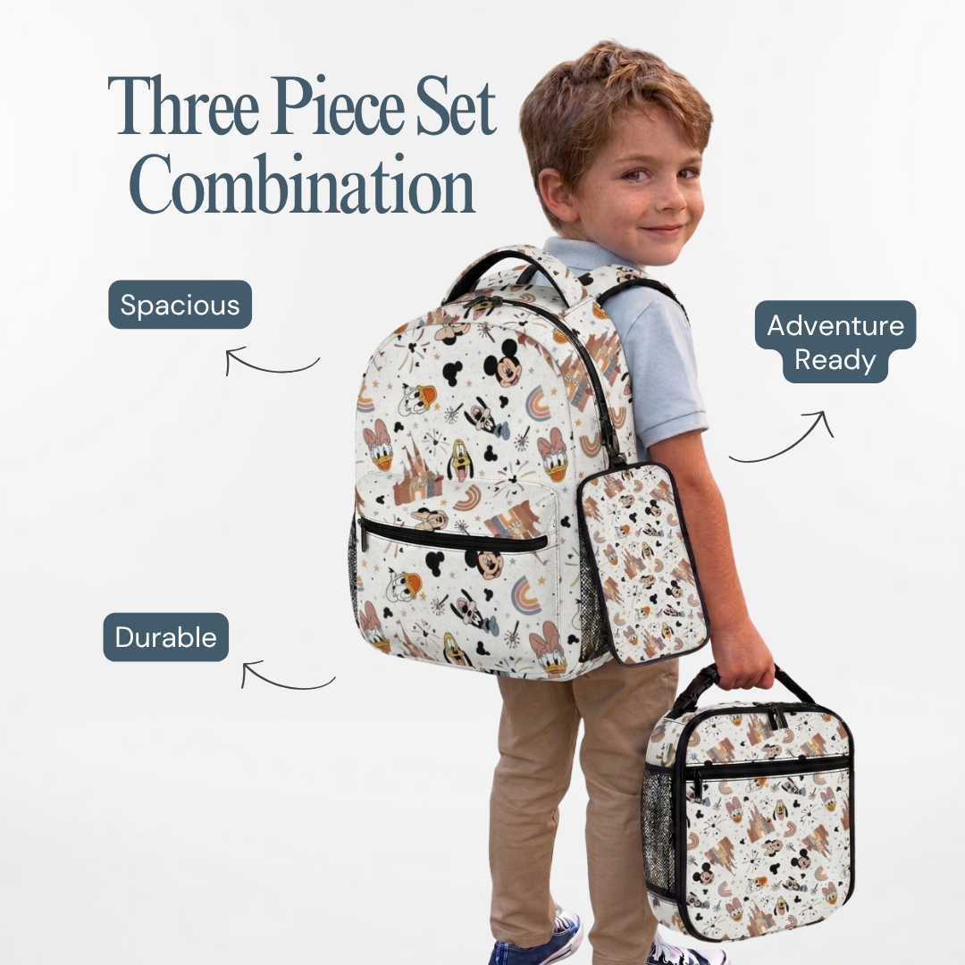 Personalized Mickey Mouse Clubhouse Backpack Set – 3-Piece Kids School Bag Set
