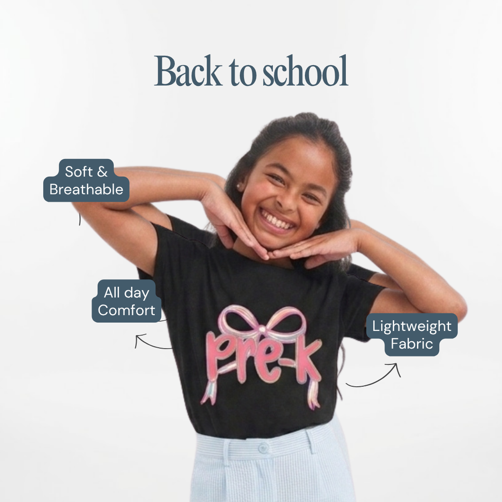 Personalized Pink Bow Pre-K Back to School Shirt – Kids Cotton T-Shirt