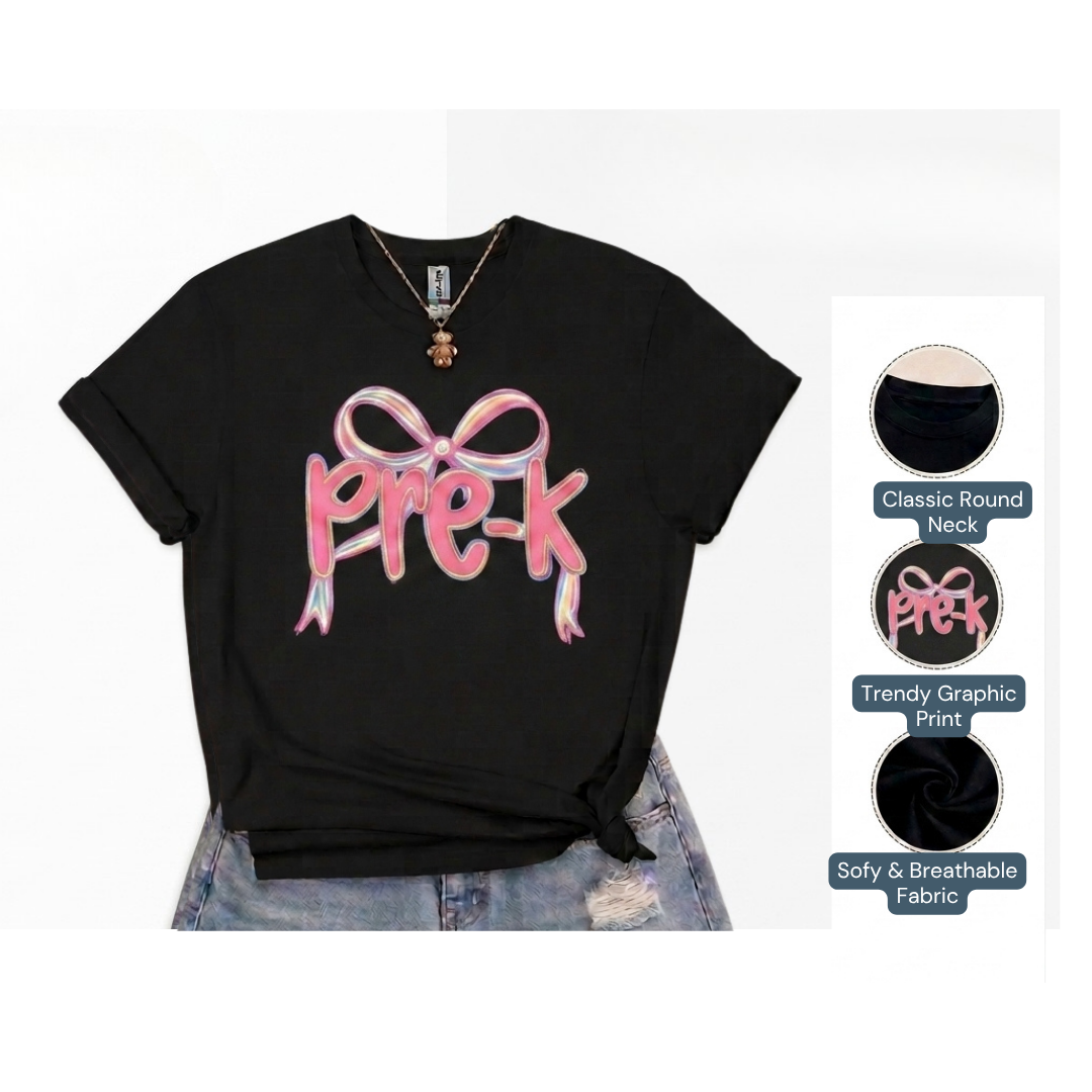 Personalized Pink Bow Pre-K Back to School Shirt – Kids Cotton T-Shirt