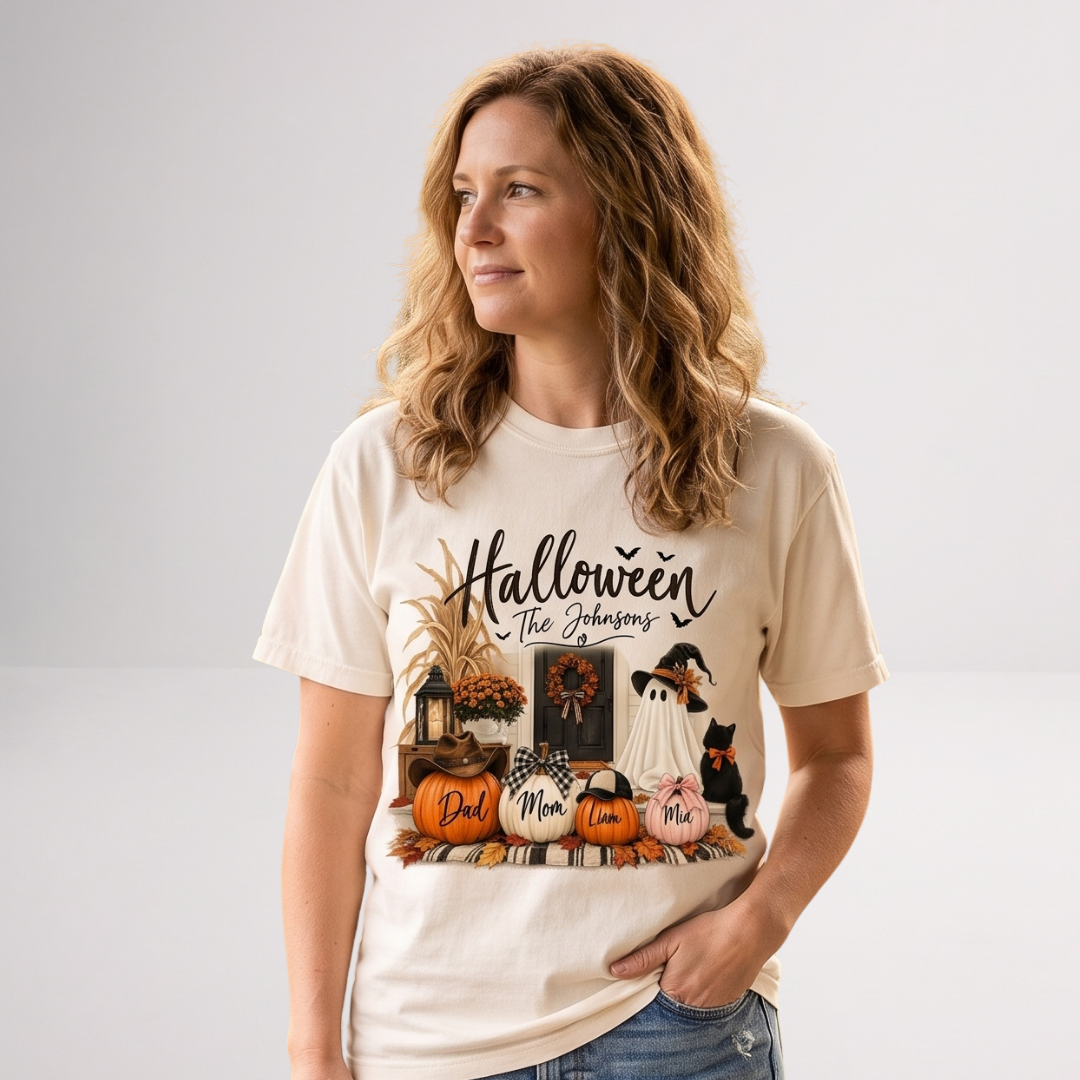 Custom Halloween Family Shirt – Matching Pumpkin Fall T-Shirt
