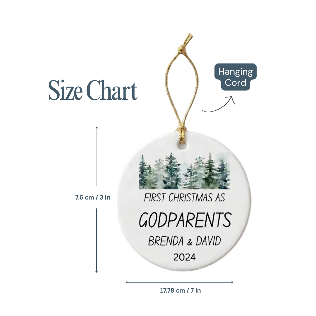 Personalized Godparents Christmas Ornament – Custom Ceramic Keepsake Gift