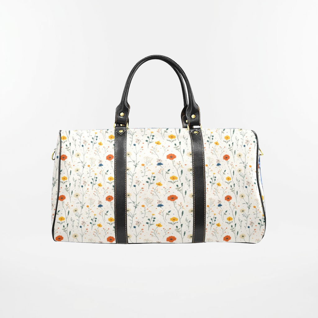 Personalized White Floral Weekender Duffel Bag – Gym & Sports Training Bag